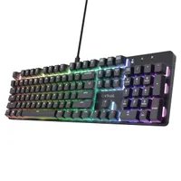 TRUST 25683 GXT871 Zora mechanikus gamer billentyűzet USB 16,8 millió RGB N-billentyű rollover numerikus keypad alumínium korpusz 1,8 m USB-kábel