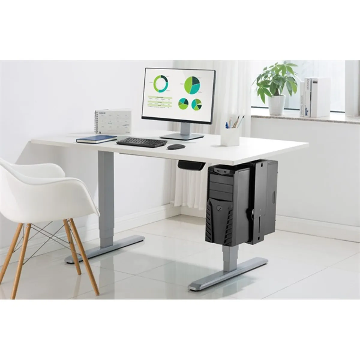 DIGITUS DA-90411 Univerzális asztali számítógép tartó 30-51 cm magas 8,8-20,3 cm szélesség 360° forgatás max. 10 kg acél fekete #9