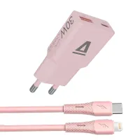 AVAX AVAX_CH6418 CH6418 30W GaN töltő USB-C Lightning szilikon kábel rózsaszín