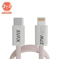 AVAX CB611P MAGNETY 27W 1m USB-C - Lightning adat- és töltőkábel rózsaszín