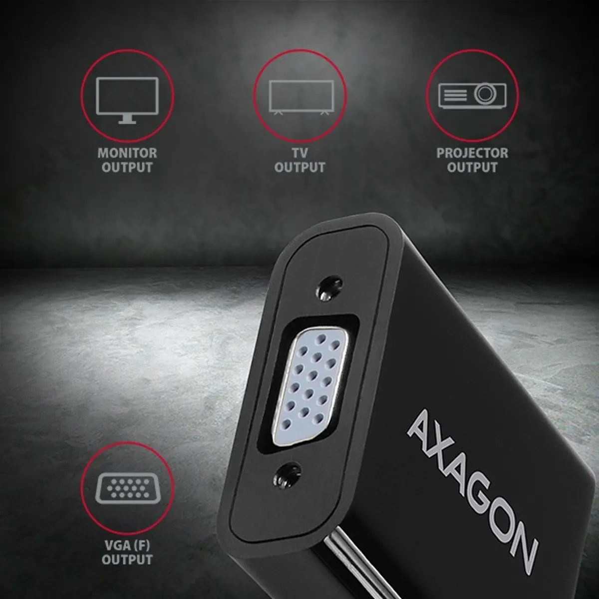 Axagon rvh-vgan hdmi - vga adapter fekete 15 cm dobozos #5