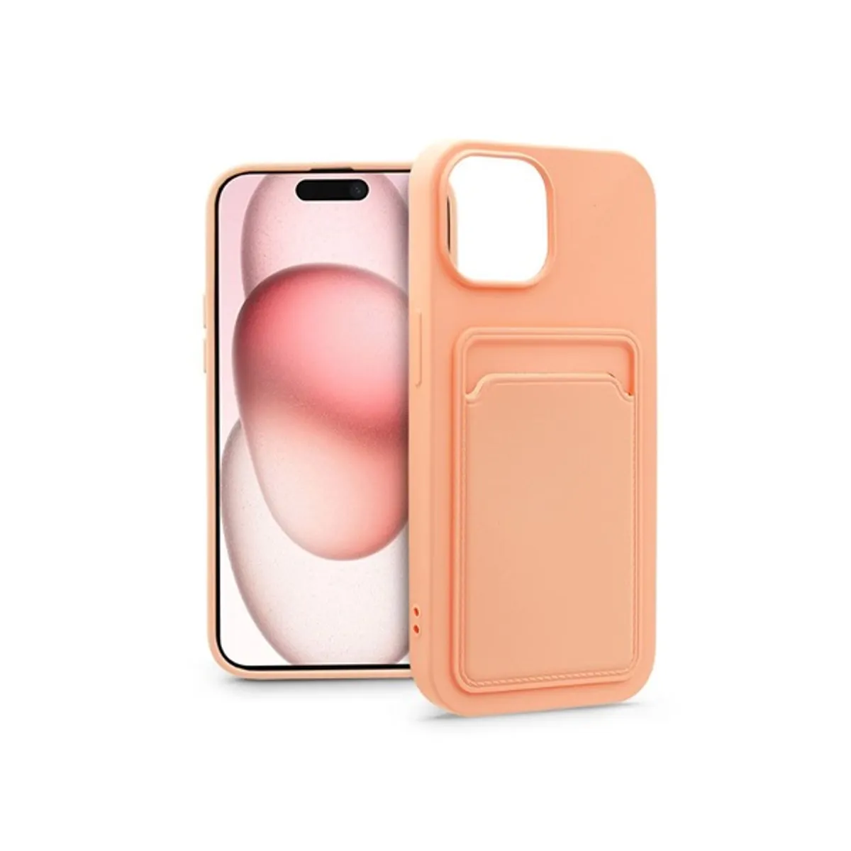 Haffner PT-6852 Card Case Apple iPhone 15 rózsaszín szilikon hátlap kártyatartóval #1
