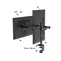 GEMBIRD MA-D2-03 monitortartó kar két monitor 17"-32" 9kg 75x75;100x100 forgatható 180° billenthető 90° kábelrendező fekete #3