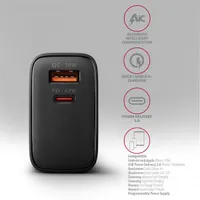 AXAGON ACU-PQ45 GaN PD3.0 QC4 45W 1x USB-A 1x USB-C #9