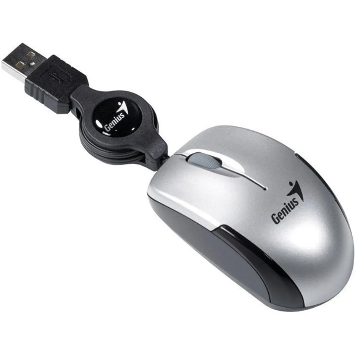Genius 31010125106 MicroTraveler V2 ezüst-fekete optikai USB vezetékes 3 gomb és görgő 1000 dpi 86 cm kétkezes notebook #1