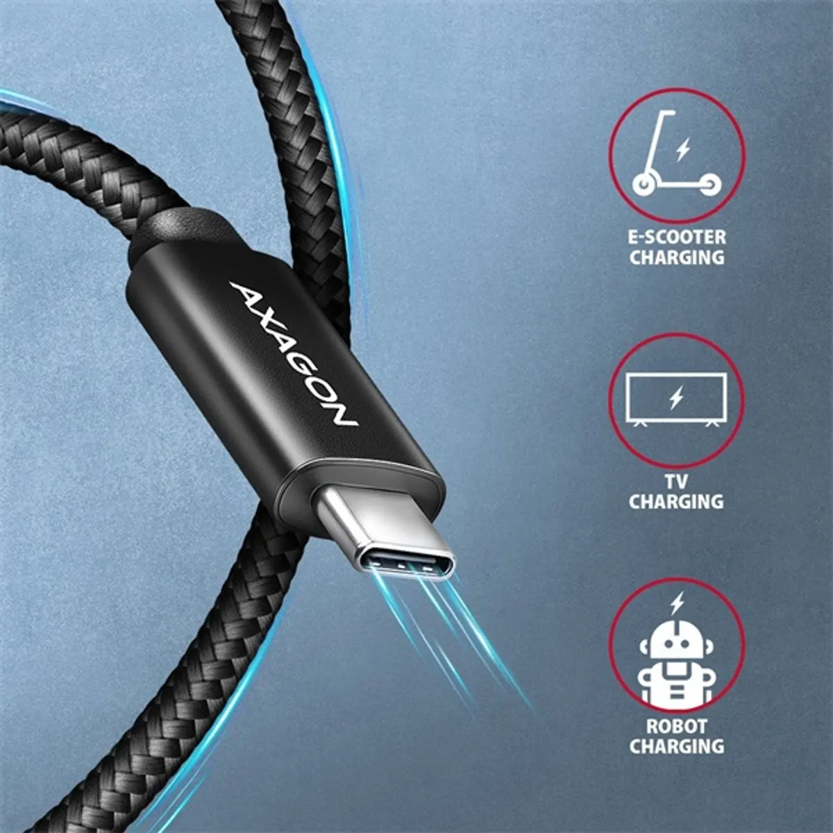 AXAGON BUCM4X-CM10AB NewGEN USB-C - USB-C 4 Gen 3x2 kábel 1m fekete #6