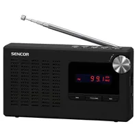 SENCOR 35053313 hordozható rádió LCD USB SD kártyaolvasó fejhallgató csatlakozó fekete 1,2 W