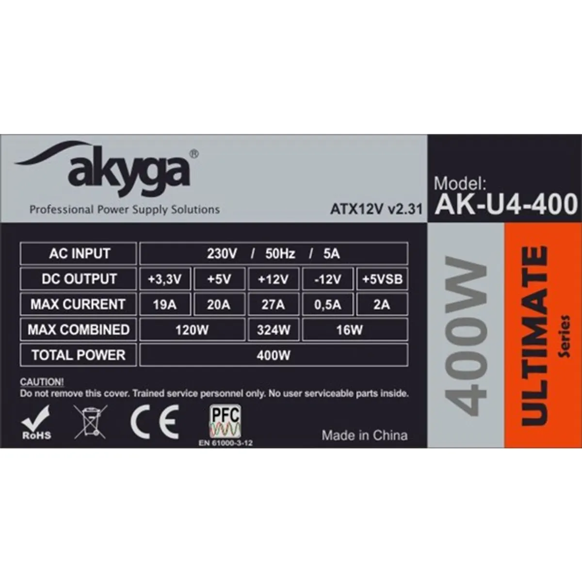 AKYGA AK-U4-400 Ultimate ATX 400W 80 Bronze Aktív PFC 12 cm ventilátor SATA 6x MOLEX 2x PCIe 6-2 és PCIe 6 EPS 4-4 #5
