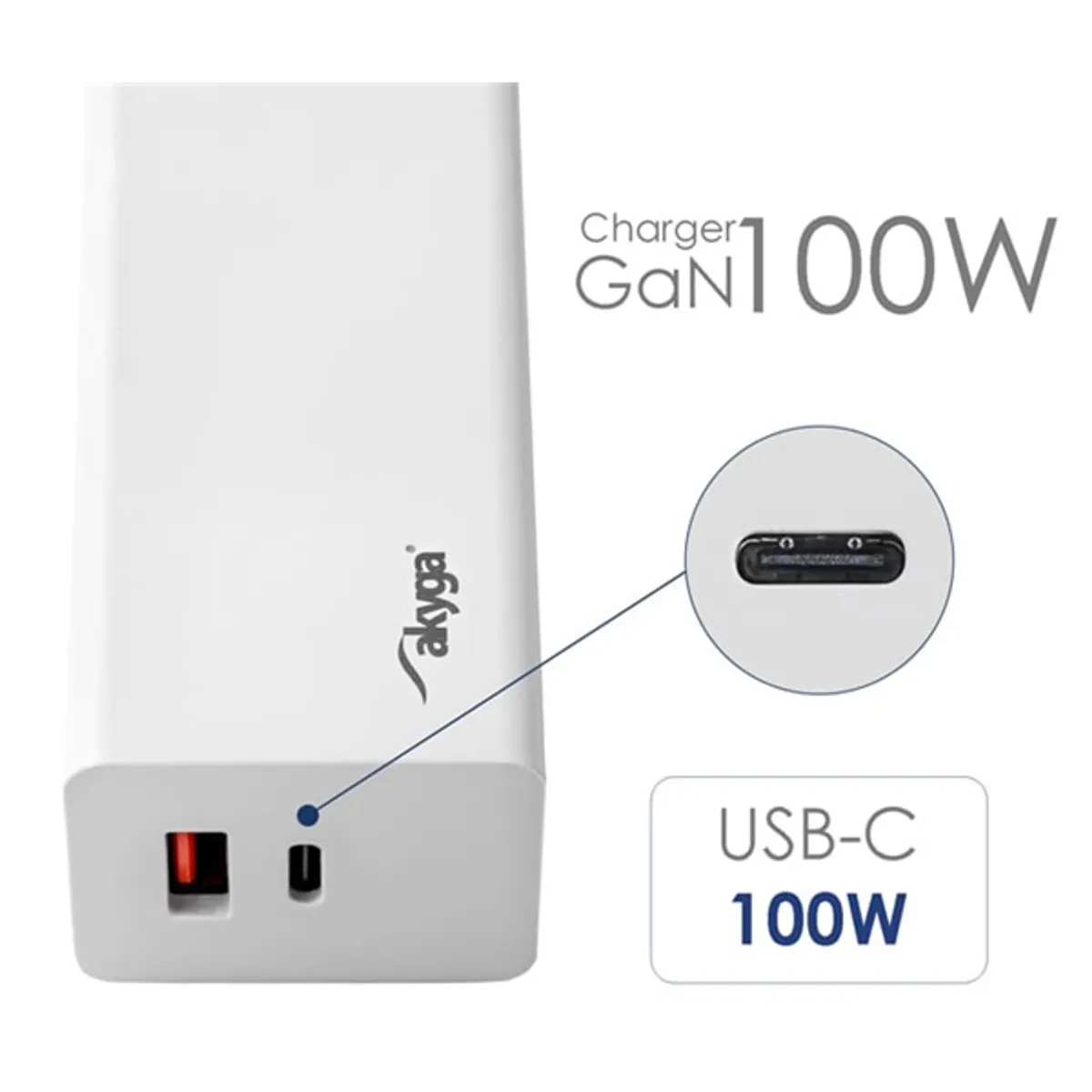 Akyga AK-CH-20 GaN töltő USB-C USB-A 100W QC3.0 PD3.0 Fehér #5