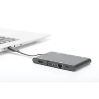 Digitus DA-70865 usb type-c univerzális utazó dokkoló 9-port hdmi 4k vga rj45 microsd sd mmc szürke #5