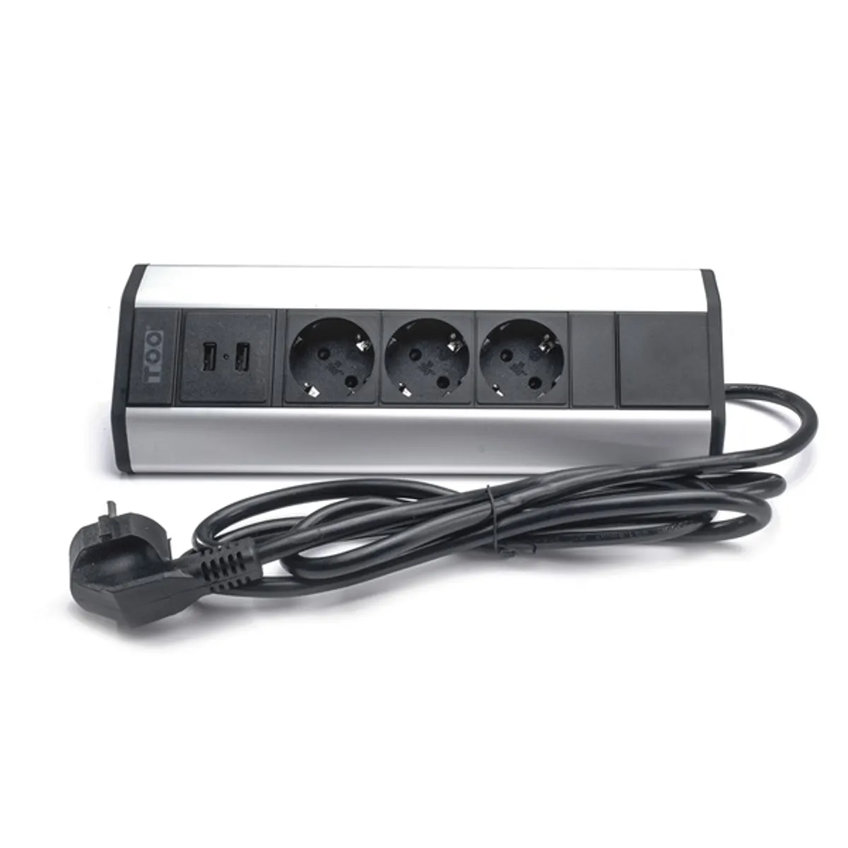 TOO VPS-315-3S IP20 3x schuko 2x USB-A ezüst 1,8 m kábel asztalra rögzíthető elosztó #1