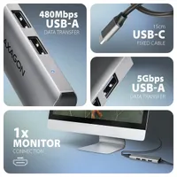 Axagon HMC-H3A USB-C 5Gbps STARTER 4in1 hub 3x USB-A HDMI #3