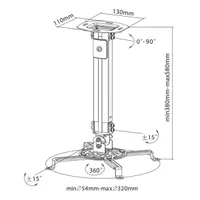 SBOX PM-18S projektortartó alumínium fehér 360 fok forgás 15 fok billentés 380-580 mm magasság 13,5 kg terhelhetőség #2