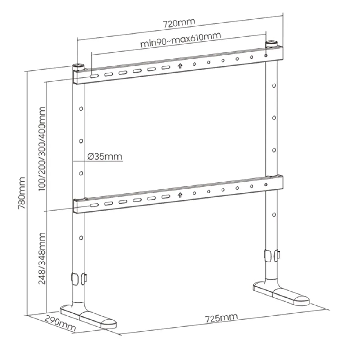 STANSSON WM-4975 asztali konzol Fa, Acél, Alumínium 49"-75" VESA 100x100-600x400 1 db kábelrendező #6