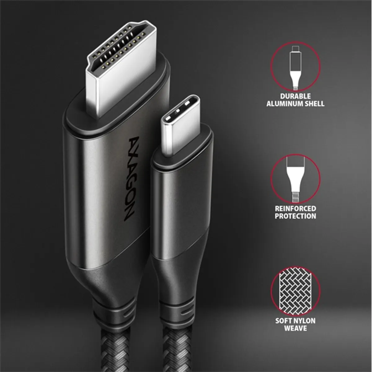 AXAGON RVC-HI2MC USB-C HDMI 2.0 kábel 180 cm fekete #3