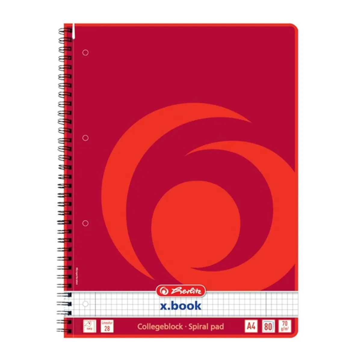Herlitz 00306456 College A4 80 lapos kockás spirálfüzet perforált lapok lefűzhető #1