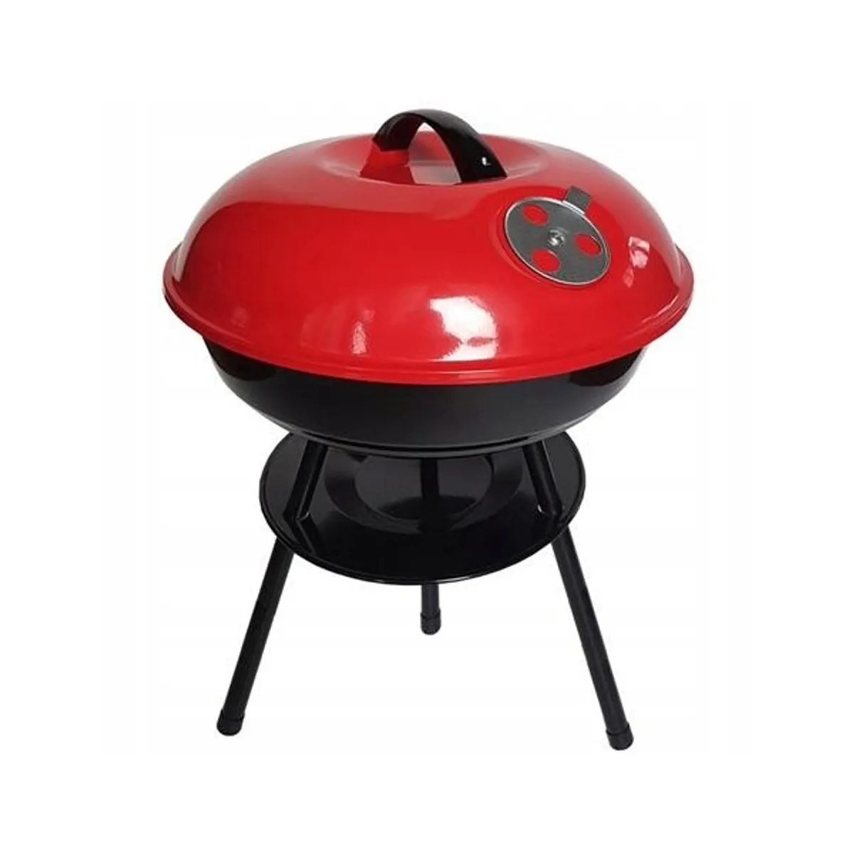 GLOBIZ DA01089 14" kerti grill faszenes zárható fedél állítható szellőzőnyílás krómozott grillrács acél sütőfelület #1