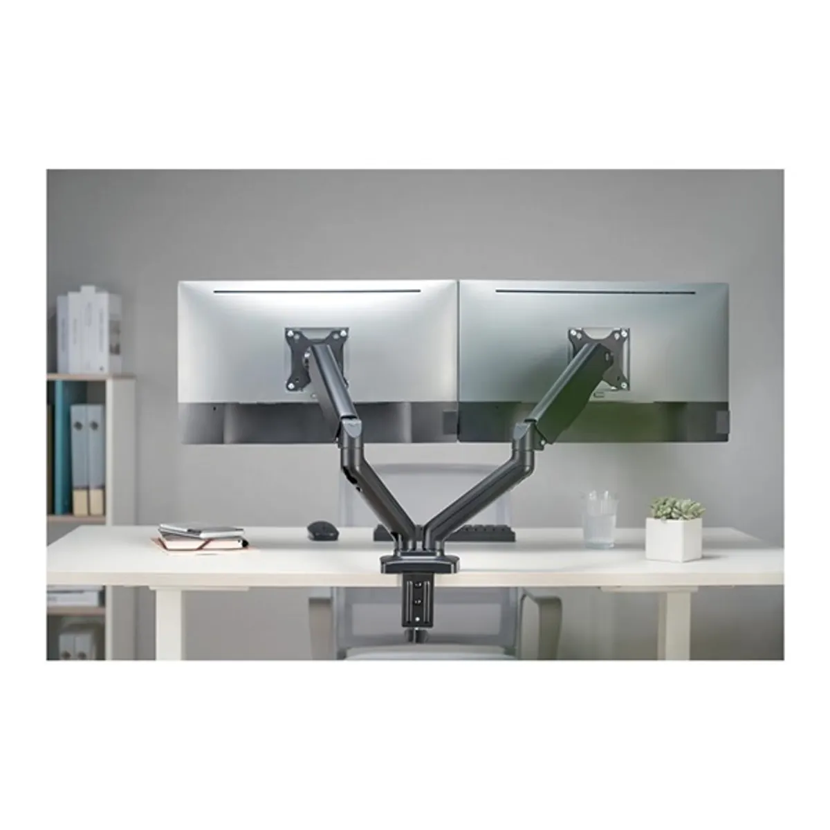 STELL 45026262 Monitortartó kar 2 db monitor 17"-32" Fekete Kábelerendező Forgatható Tilt 90 fok VESA 75x75 100x100 Acél, Alumínium 9 kg #5