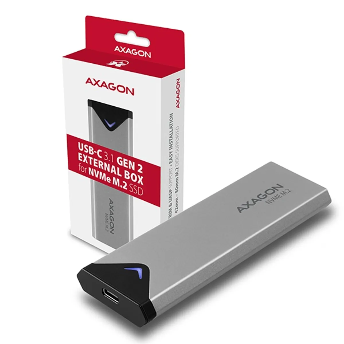 AXAGON EEM2-UG2 M.2 nvme külső ház usb-c 3.2 gen2 alumínium szürke #1