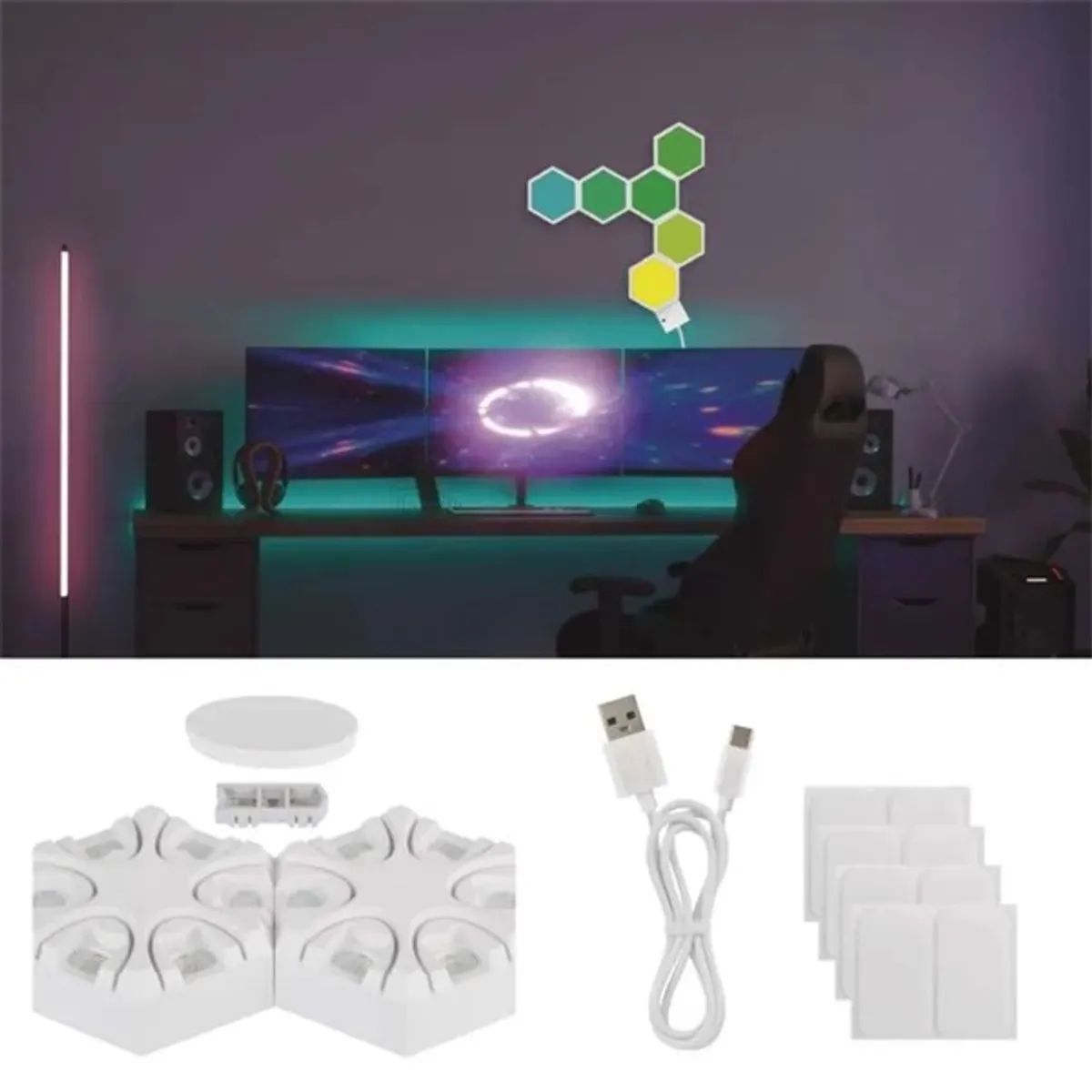 EMOS ZIW426R GoSmart Hexagon RGBIC LED WiFi BLE 5 V 1 m fehér dimmelhető IP20 #6