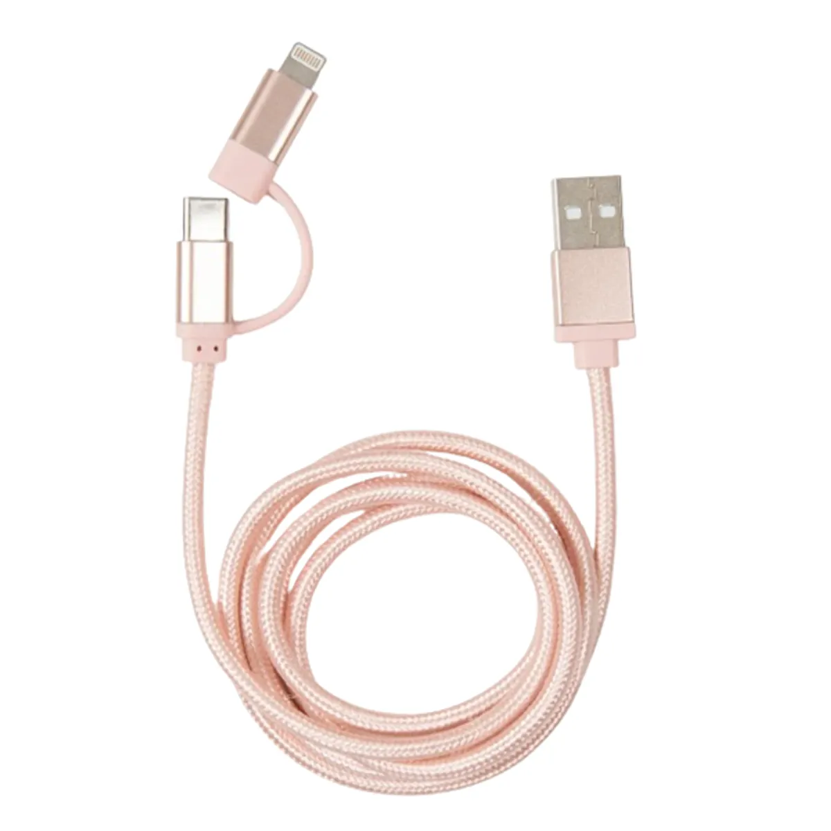Kikkerland US237-RG 2 az 1-ben USB-C Lightning kábel rózsaarany 100 cm Lightning USB-C Adat- és töltőkábel #1