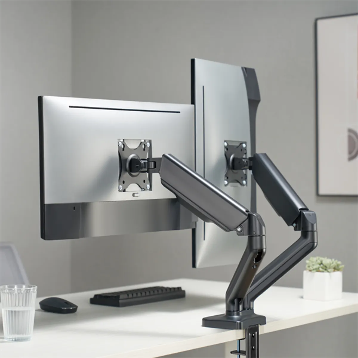 SBOX SBOX LCD-S024-2 LCD-S024-2 2 monitor tartó, asztali, állítható, 17"-32", VESA 75x75;100x100, forgatható, dönthető, kábelrendező, 9 kg #8