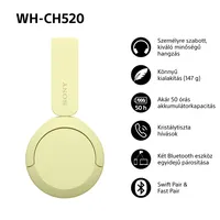 Sony WHCH520Y.CE7 WHCH520 Bluetooth fejhallgató sárga 30 mm hangszóró 50 óra üzemidő #7