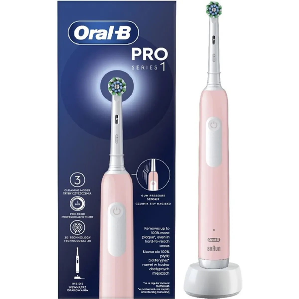 Oral-B 10PO010402 PRO1 Cross Action rózsaszín elektromos fogkefe #3
