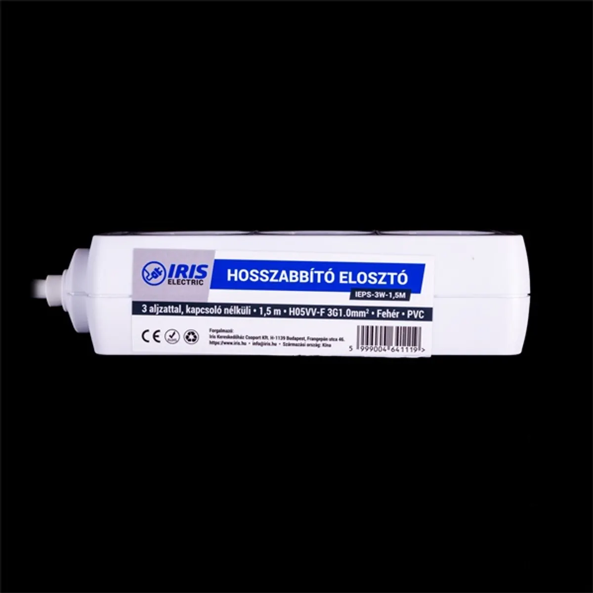 IRIS Electric IEPS-3W-1,5M hosszabbító elosztó 3 aljzattal SCHUKO, fehér, 1,5 m #2