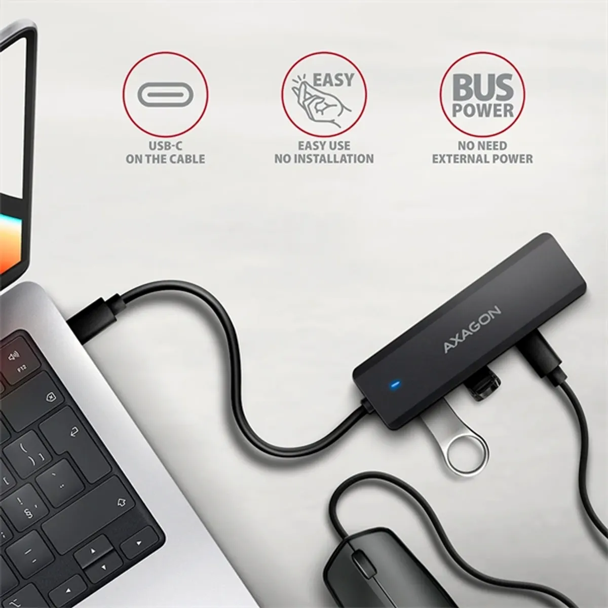 Axagon HUE-C2C USB hub táp nélküli #4
