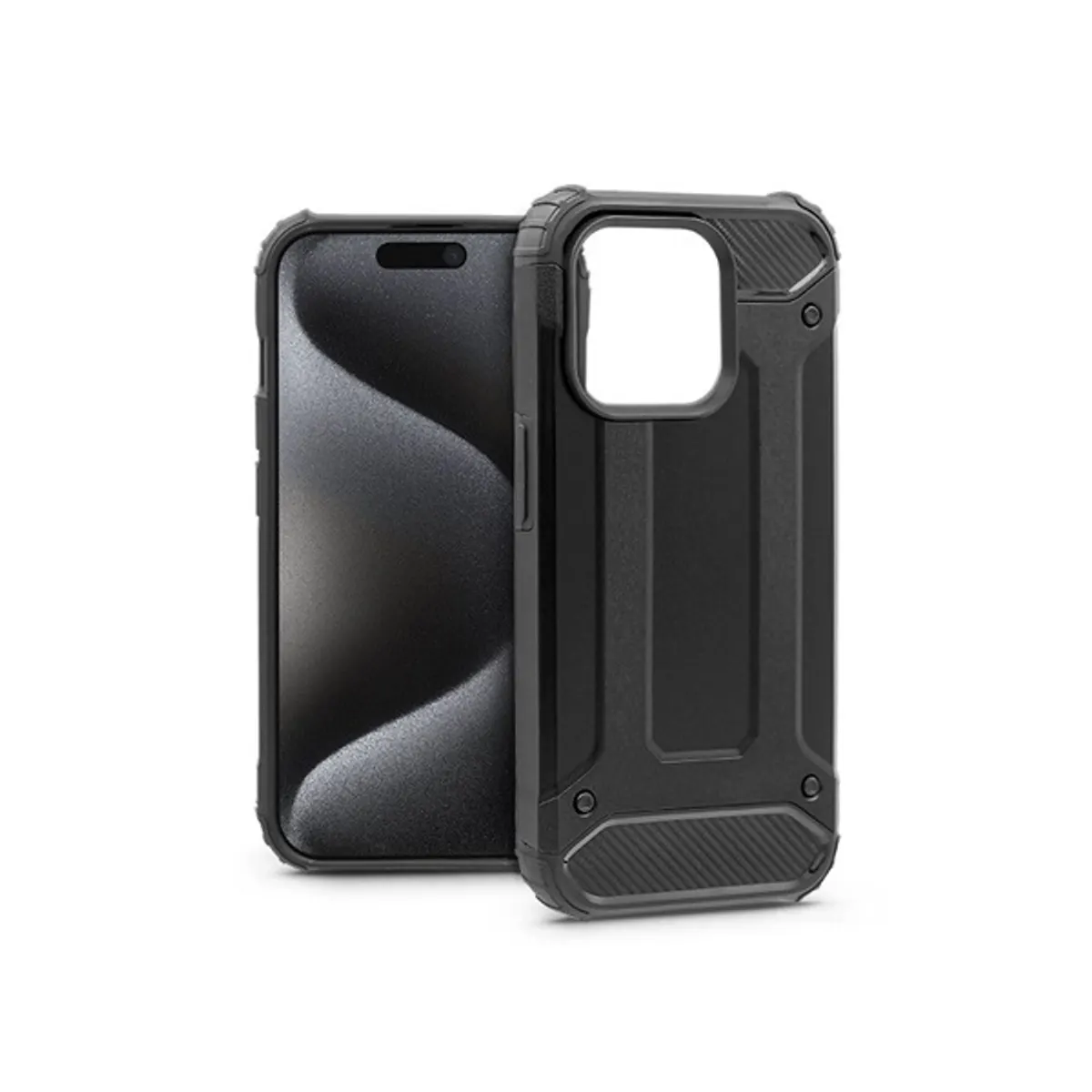 HAFFNER PT-6855 Armor hátlap iPhone 15 Pro 6,1" fekete szilikon ütésálló Apple #1