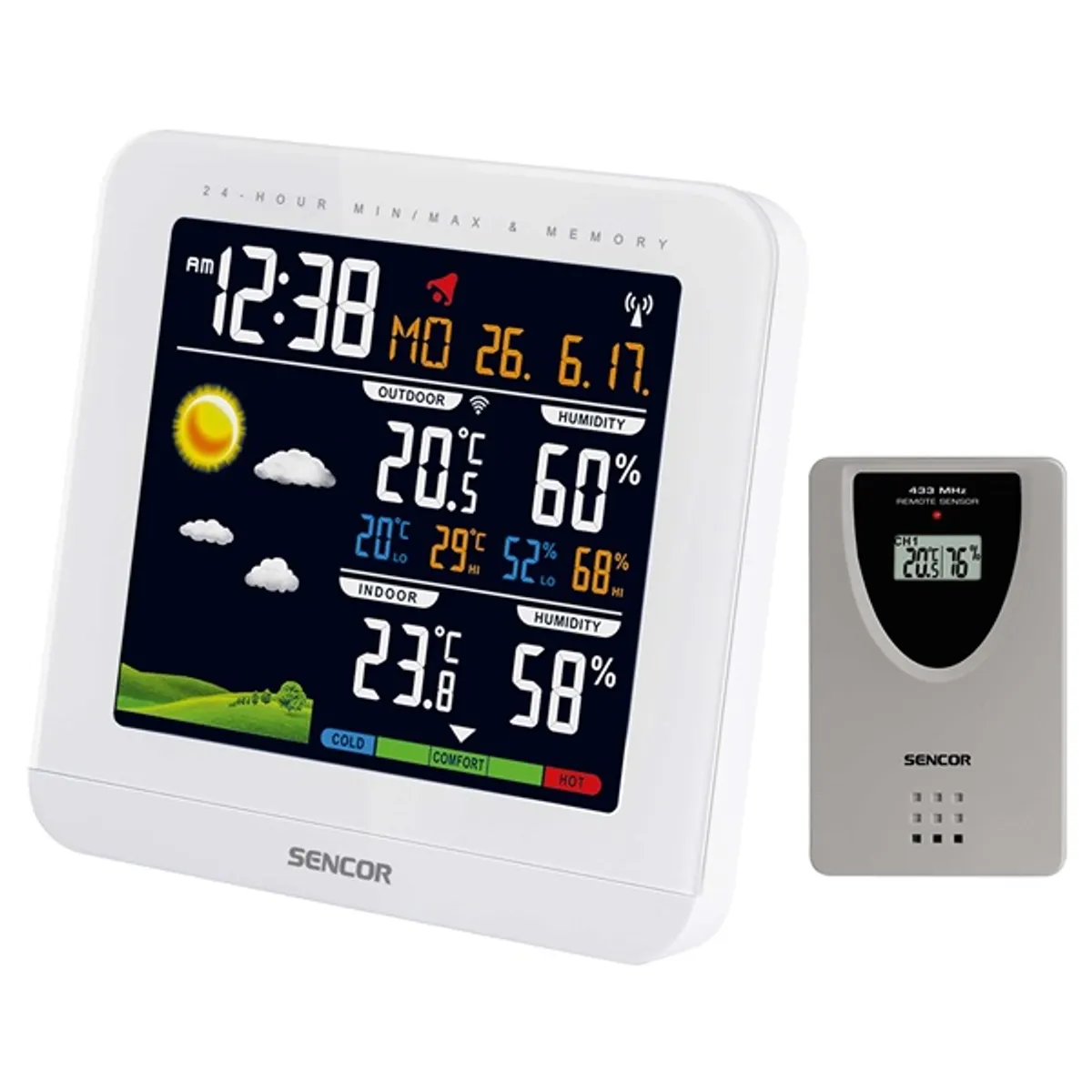 Sencor 35051787 SWS 5600 időjárás állomás fehér digitális kijelző ébresztőóra naptár #1