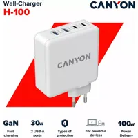 Canyon CND-CHA100W01 GaN PD 100W 4-port töltő fehér 2x USB-C 100W 2x USB-A 30W #4