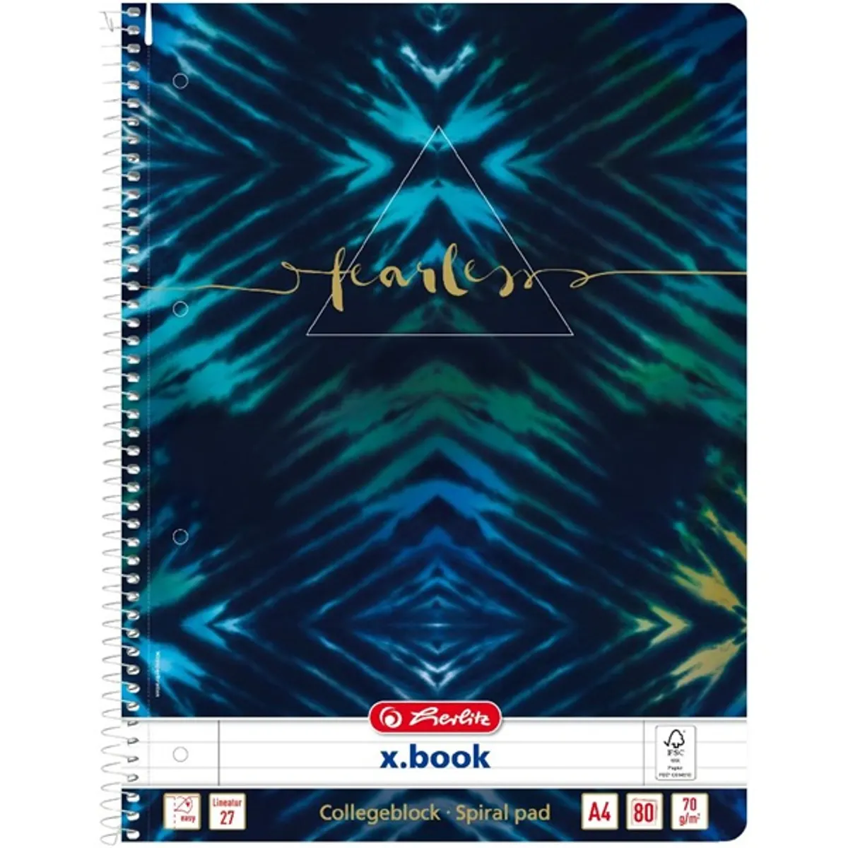 Herlitz 50044160 Batik Fearless A4 80lapos mintás vonalas spirálfüzet #1
