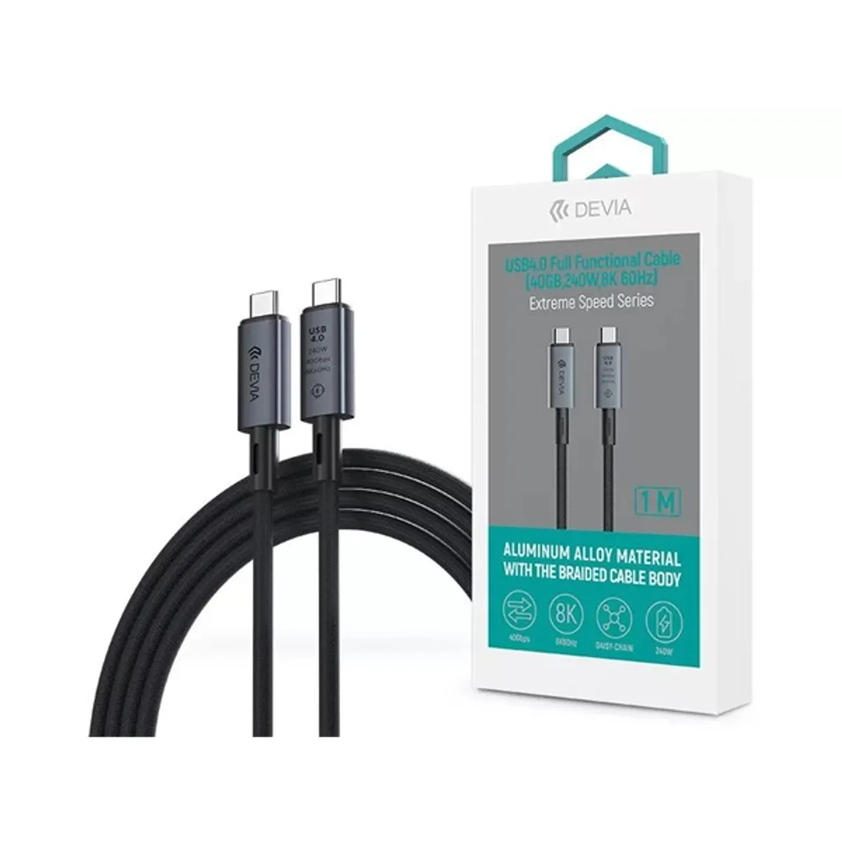 Devia ST399688 USB4.0 Type-C-Type-C kábel 100 cm 40 Gbps PD 240W fekete #1