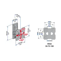 Meliconi FlatStyle ETR100 fekete 14"-25", 20° billentés, 25° forgatás, VESA 50x50-100x100, 20 kg terhelhetőség #2
