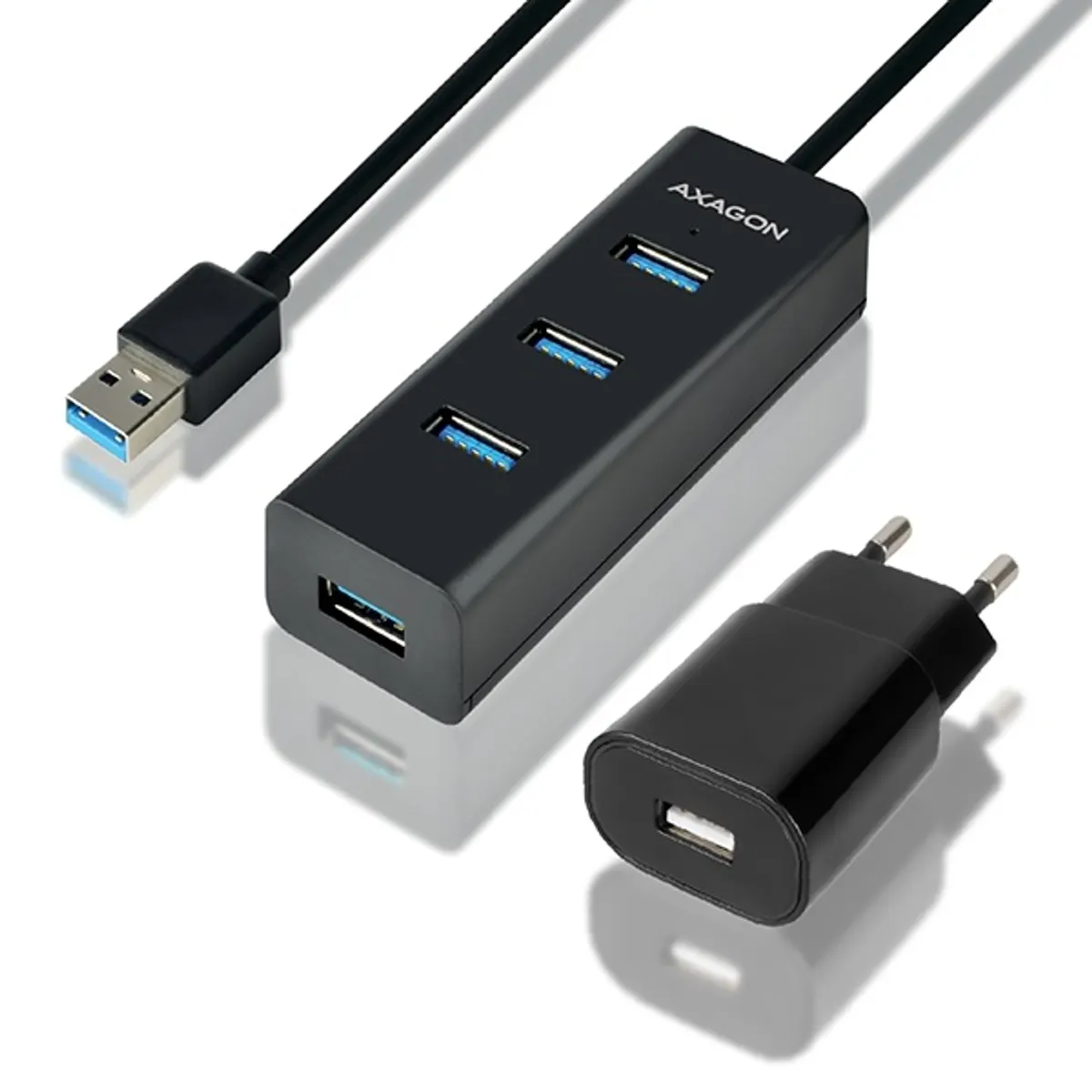 Axagon HUE-S2BP négyportos USB 3.0 hub tápegységgel 1,2 m kábellel #1