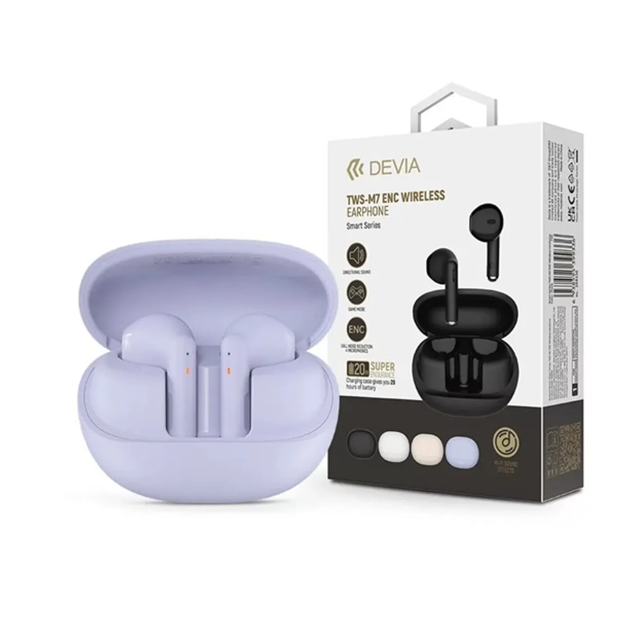 Devia ST399367 WS-M7 ENC True Wireless fülhallgató 13 mm Bluetooth 5.3 érintésvezérlés félig fülbe helyezett USB-C tok 300 mAh 5,5 óra #1