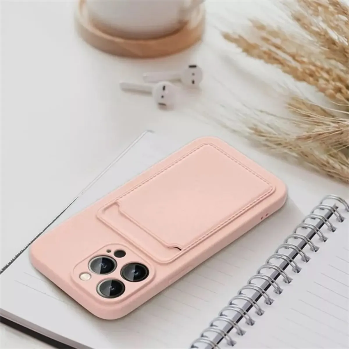 Haffner PT-6852 Card Case Apple iPhone 15 rózsaszín szilikon hátlap kártyatartóval #5
