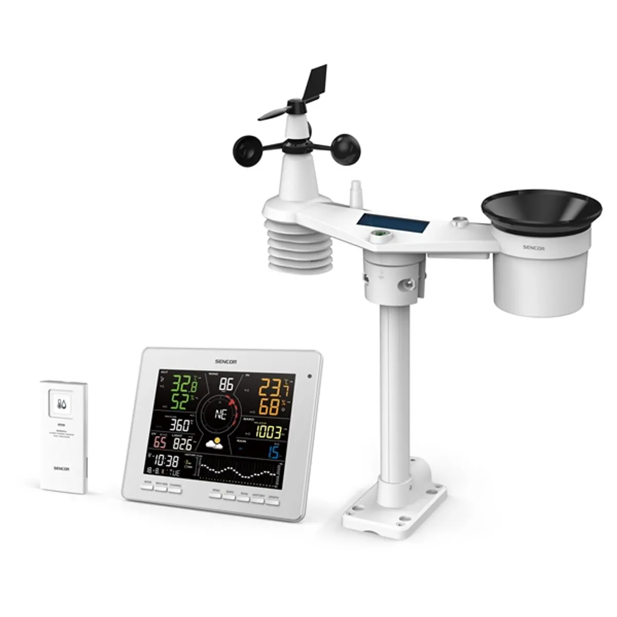 SENCOR 52000379 időjárás állomás fehér LCD kijelző, vezeték nélküli, ébresztőóra, naptár, nyomástörténet, CR2032 #2