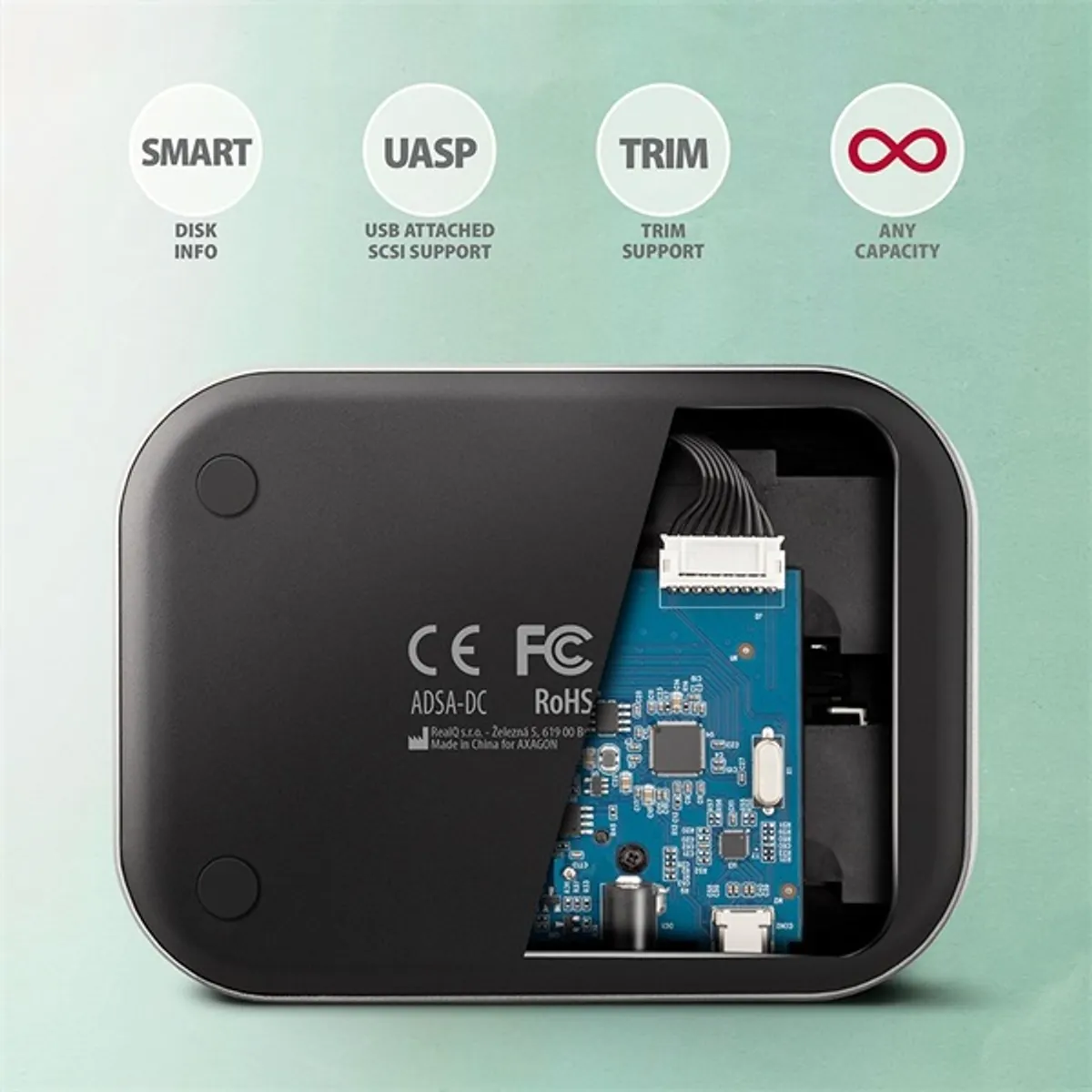 AXAGON ADSA-DC duál dokkoló 2x sata 2.5" 3.5" usb-c 5gbps #6