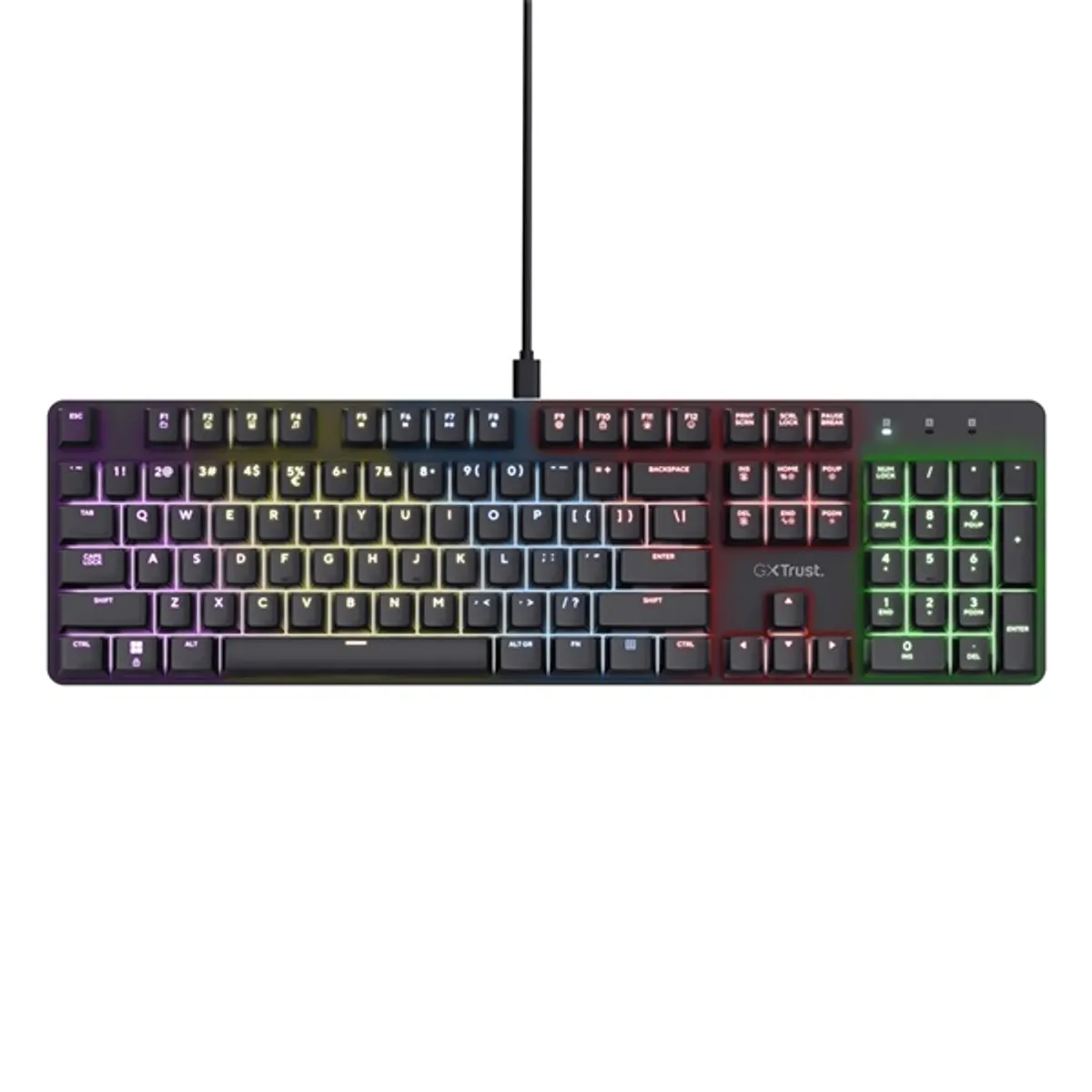 TRUST 25683 GXT871 Zora mechanikus gamer billentyűzet USB 16,8 millió RGB N-billentyű rollover numerikus keypad alumínium korpusz 1,8 m USB-kábel #3