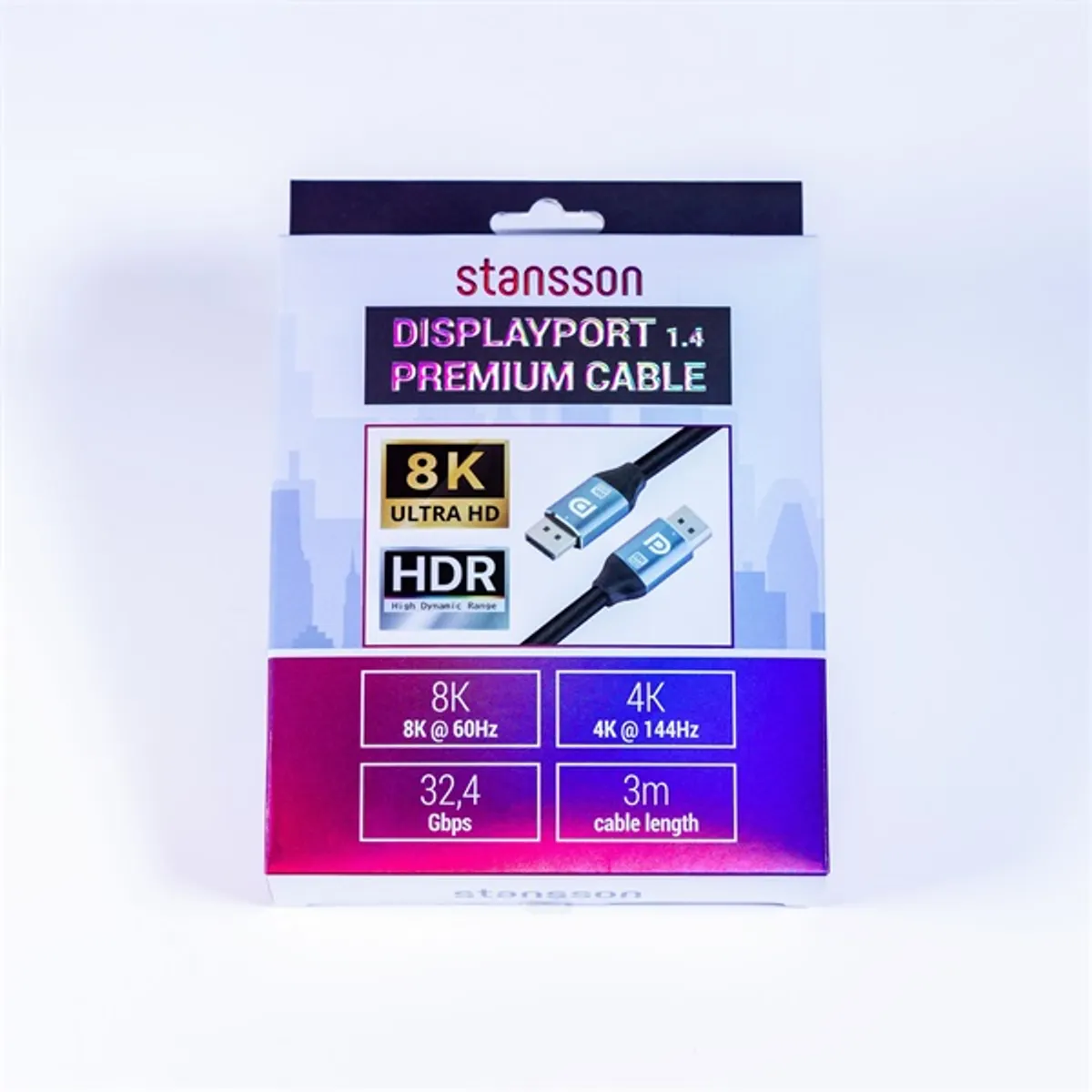 STANSSON SIC-DPHQ-007-D DisplayPort-DisplayPort kábel 3 m v1.4 fekete #2
