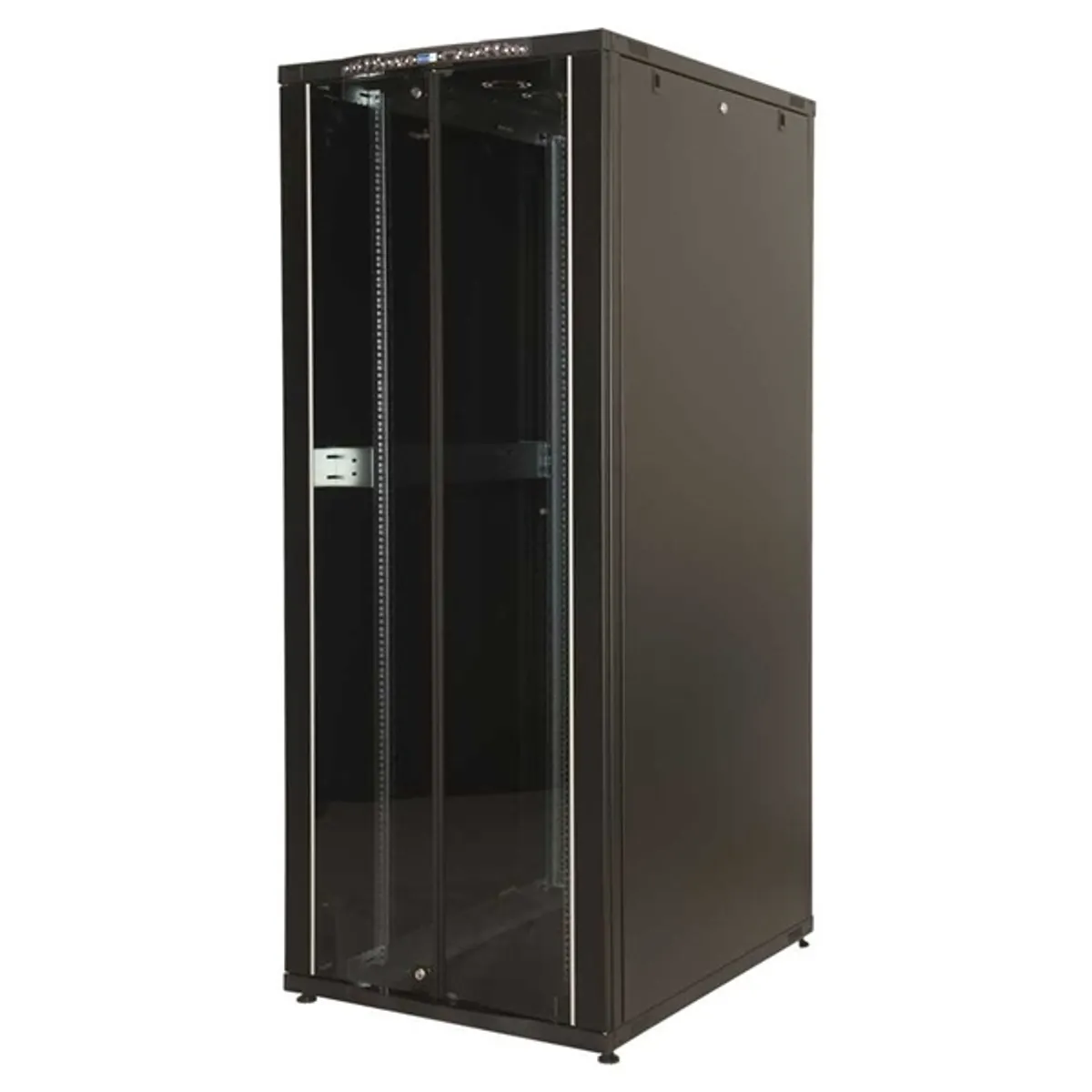 Lande LN-CK42U6080-BL CK 42U 600x800 19" fekete biztonsági üveg első ajtó, levehető hátlap és oldalpanelek, 600 kg terhelhetőség #1