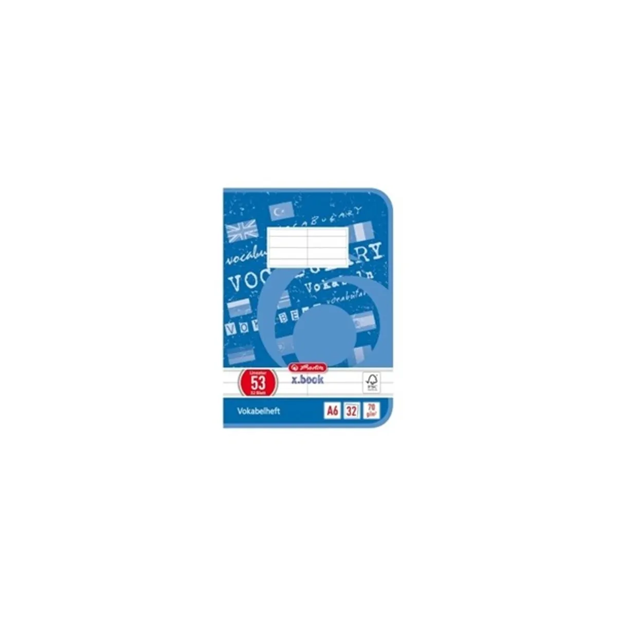 HERLITZ 00413682 szótárfüzet A6 32 lap 70 g m2 belív karton fedél többszínű, álló FSC zöld 6 mintával #1