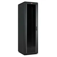 LANDE LN-FS42U6080-BL-111 DYNAmic 600x800 42U 19" rack szekrény fekete első ajtó: biztonsági üveg, hátsó ajtó: levehető lemez, oldalpanelek levehetők, 2 pár raszter-sín, teherbírás 600 kg, szintezőlábak