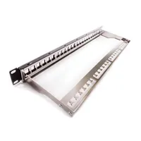 KELine KEP-EMPTY-S Patch panel 1U fekete üres 24 keystone jack, 19"-os kialakítás, hátsó kábel-menedzsment, M6 csavar-készlet, földelő csavar #1
