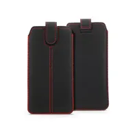 HAFFNER PT-6670 Ultraslim univerzális kihúzható telefontok műbőr Apple iPhone 13 és 13 Pro fekete 158x84 mm