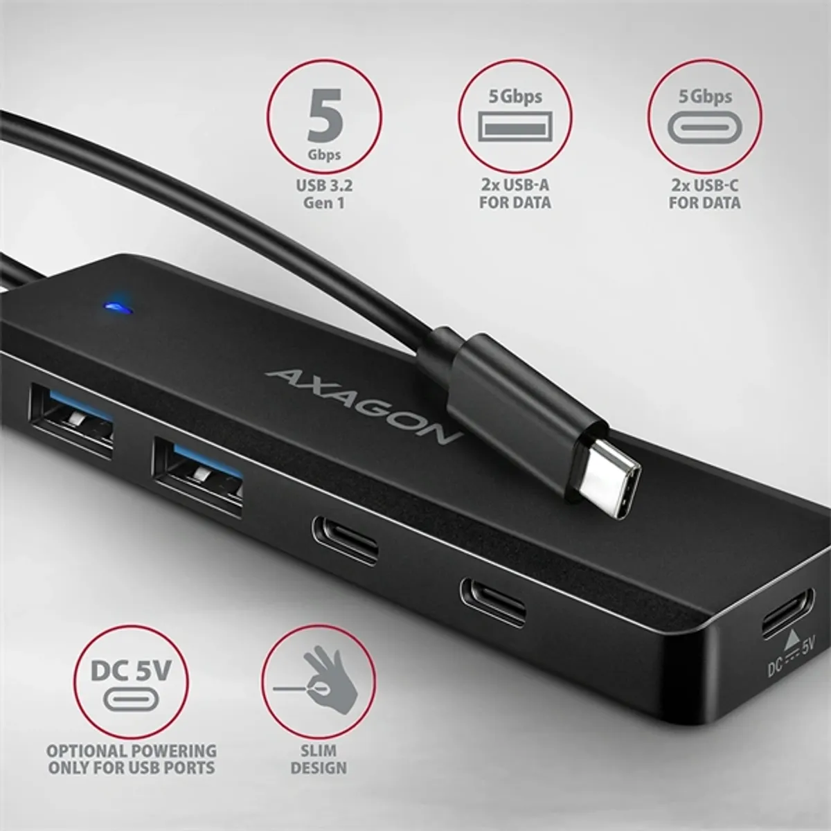 Axagon HUE-C2C USB hub táp nélküli #2