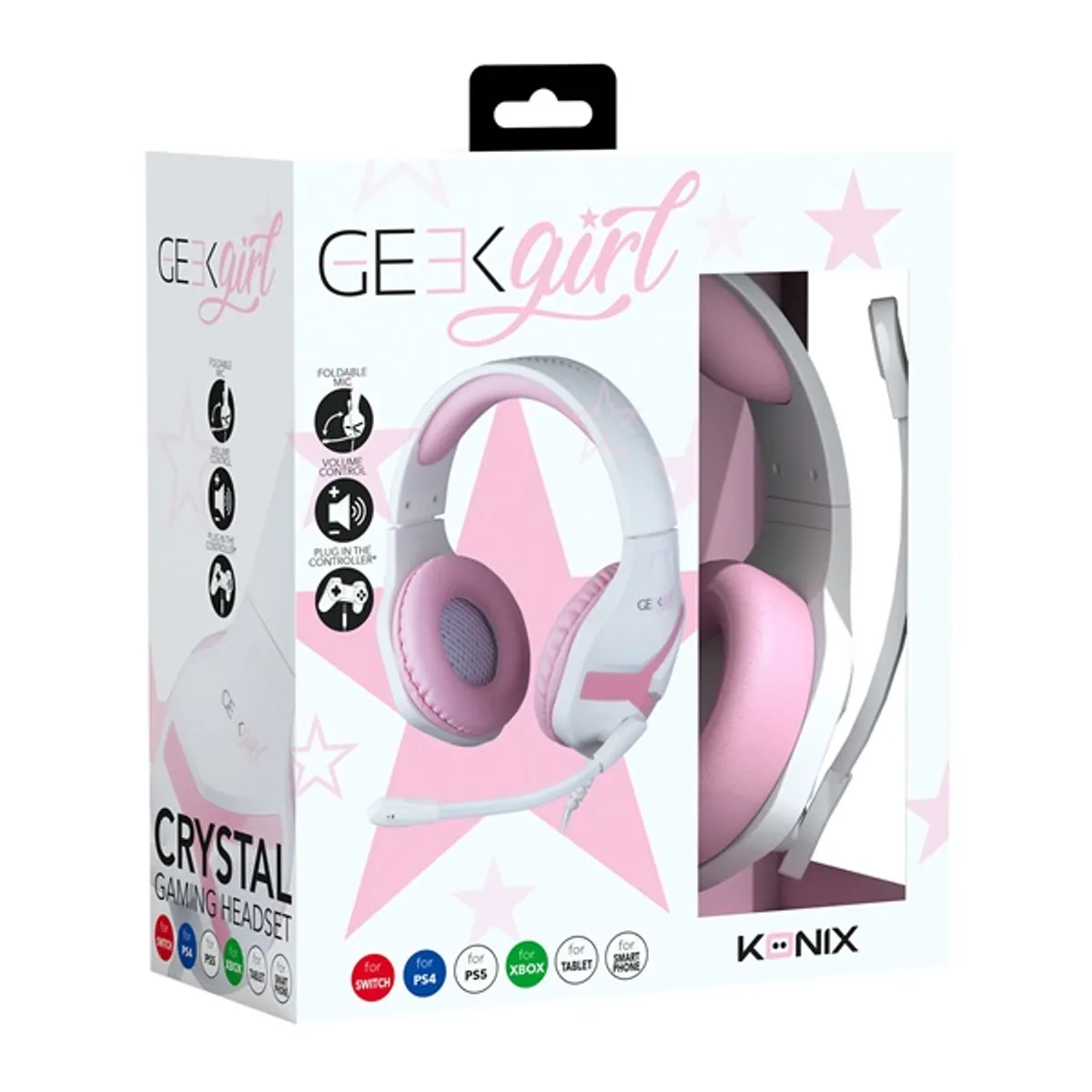 KONIX KX-GG-GH/CRYSTAL Mythics PS4 Geek Girl Crystal fejhallgató vezetékes, stereo mikrofonos #1